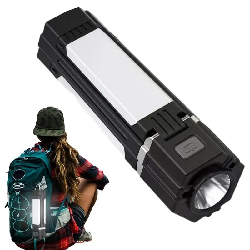 

Camping Flashlight LED Rechargeable Torch Expandable Camping Light With Hook And Rotating Side Light Design For Outdoor