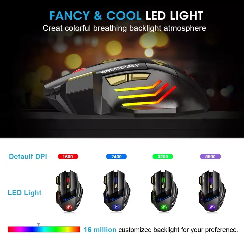 

2023 Wireless Gaming Mouse Bluetooth Computer Mouse Gamer Rechargeable Silent Mice With Backlit LED Ergonomic RGB Mause For PC L