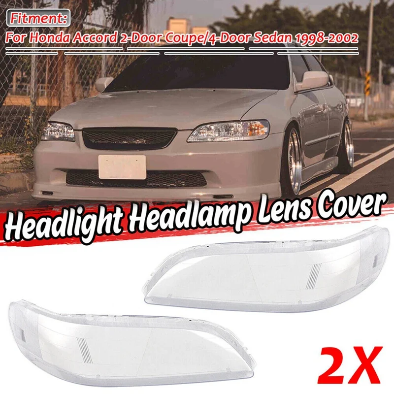 For Honda Accord 1998-2002 Left & Right Car Headlight Lens Cover Headlight Shade Shell Auto Light Cover Pair