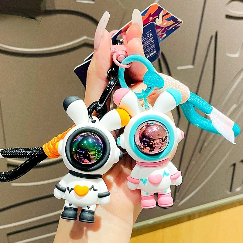 

Creative Keychain Astronaut Keychains Women Acrylic Bag Pendant Love Lightning Rabbit Cartoon Personality Fashion Jewelry