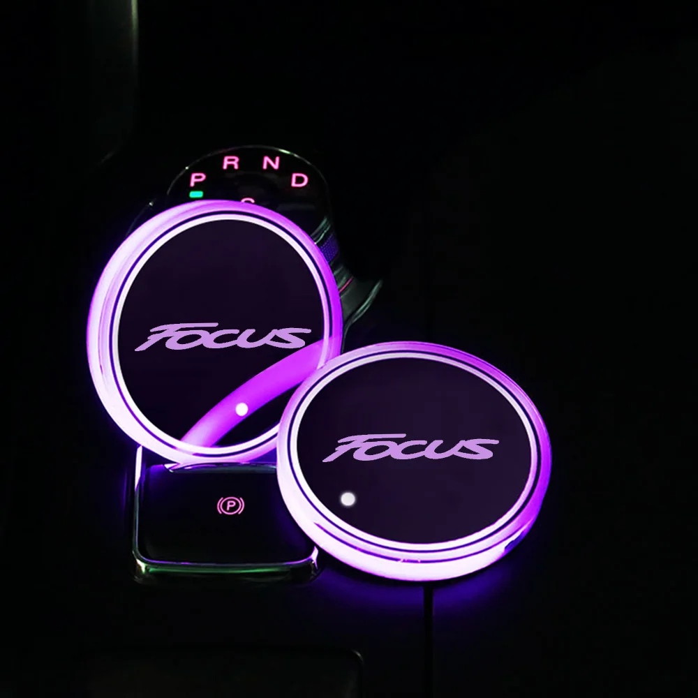 

2Pcs Led Car Cup Badge Light Luminous Coaster Drink Holder For Ford Focus 1 2 3 4 MK1 MK2 MK3 MK4 1998-2021 Car Accessories