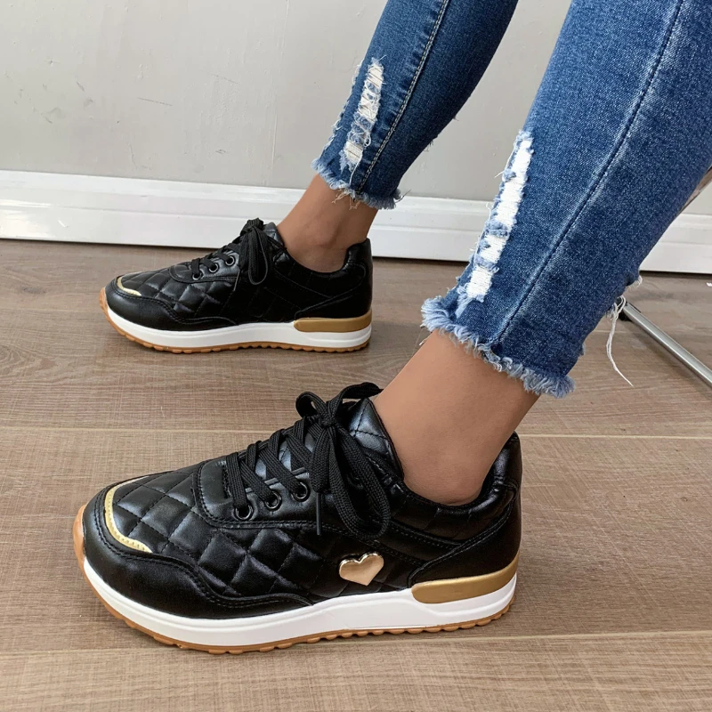 

Women's Platform Sneakers 2023 Spring New Comfortable Breathable Mesh Patchwork Lace Up Outdoor Running Shoes Zapatos De Mujer