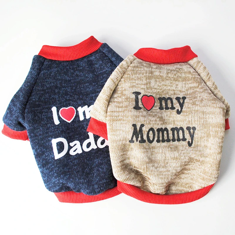 

I Love Mommy Одежда для собак, Толстовка для милой собаки, весна-осень, теплая хлопковая одежда для щенков чихуахуа, одежда для собак