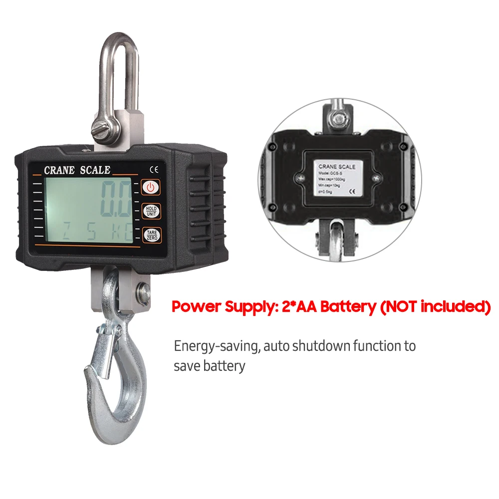 Портативные цифровые подвесные весы 1000 кг/фунта тяжелые для кранов ЖК-дисплей