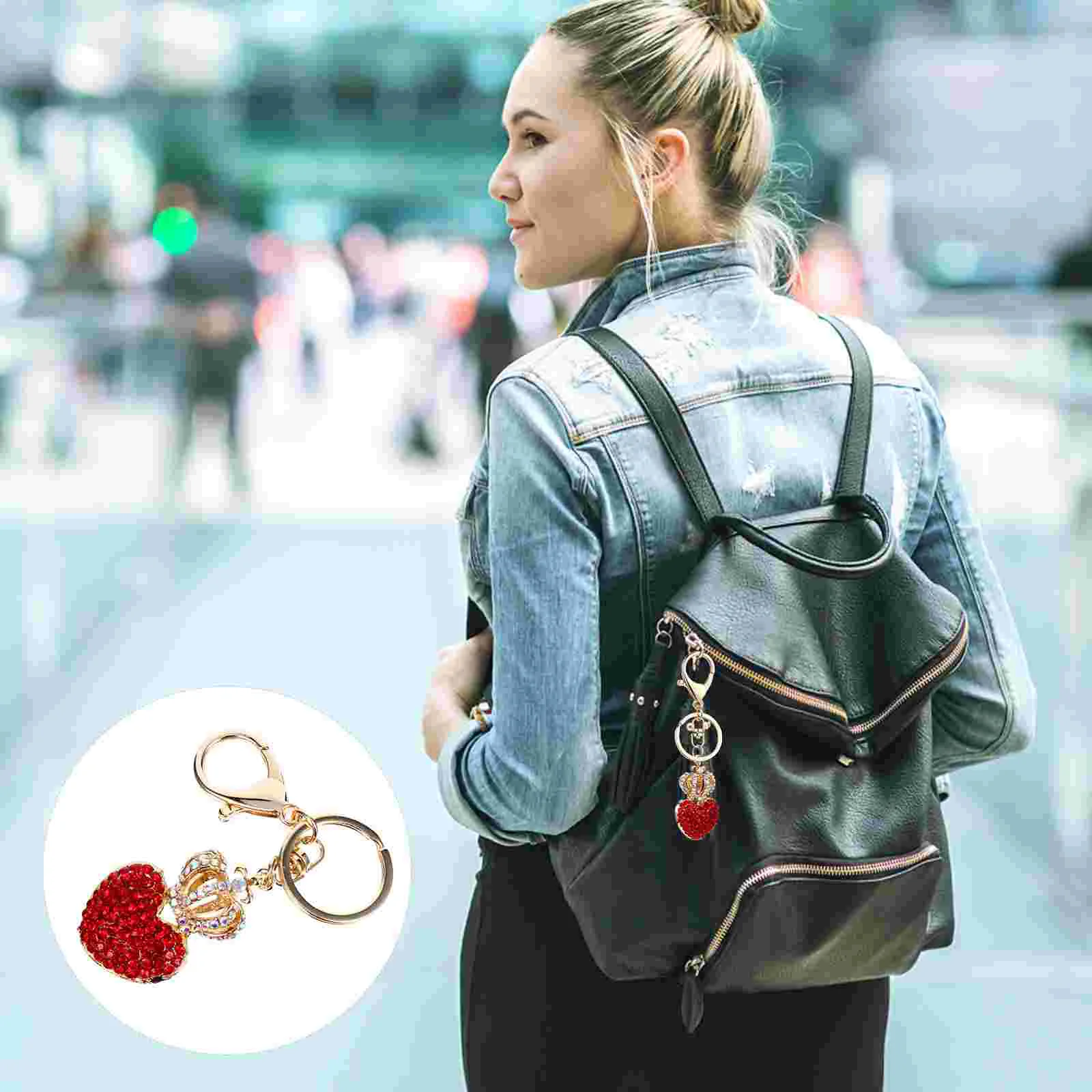 

Crystal Car Keychain Metal Ring Rhinestone Keychains Women Heart Keyrings Remembrance Gifts Novelty