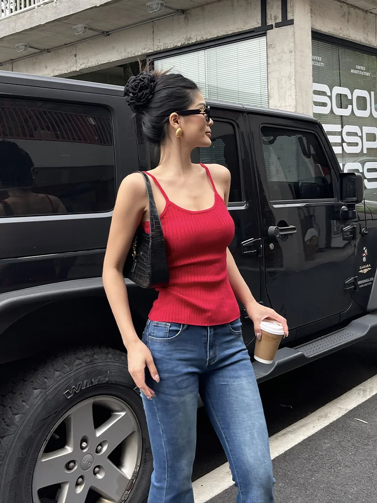 Женский трикотажный топ с U-образным вырезом