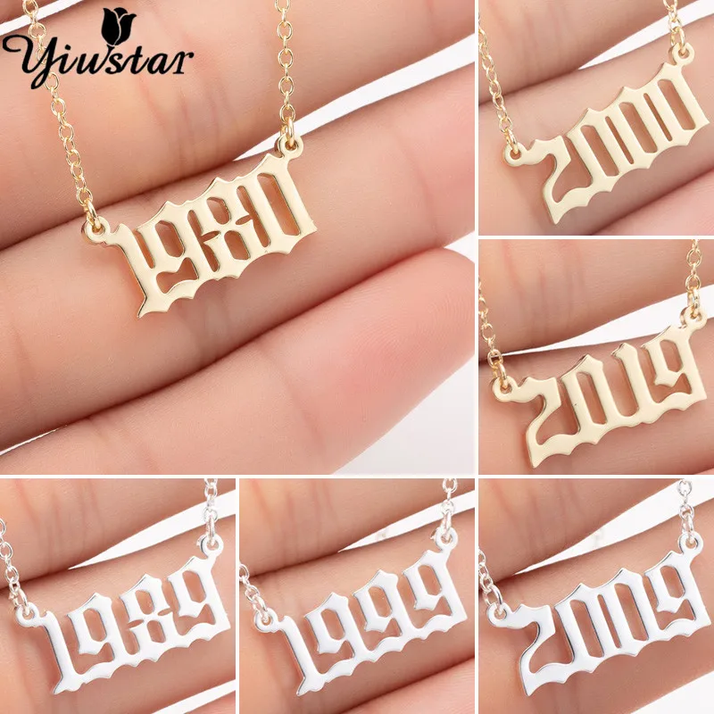 

Yiustar 1980 Year Choker 2020 Number Necklaces Gold Chain Stainless Steel Jewelry Birth Year Charm Necklaces Women Date Gift