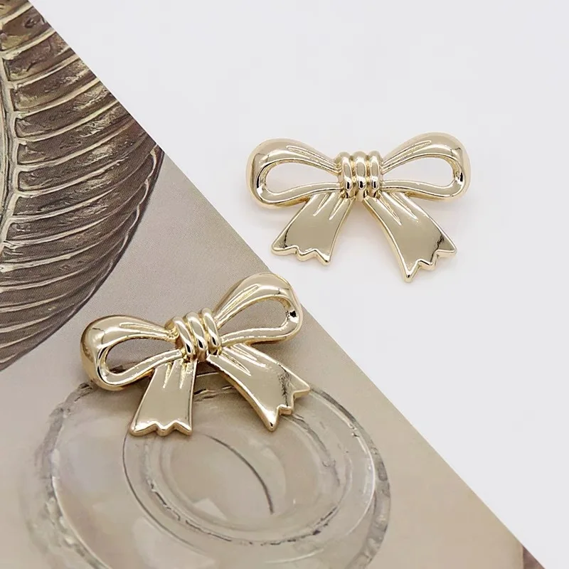 

10pcs Metal Buttons for Blouses Clothing Cute Bow Design Embellishments Clothes Fashion Kit Buttons Coat Gold Color