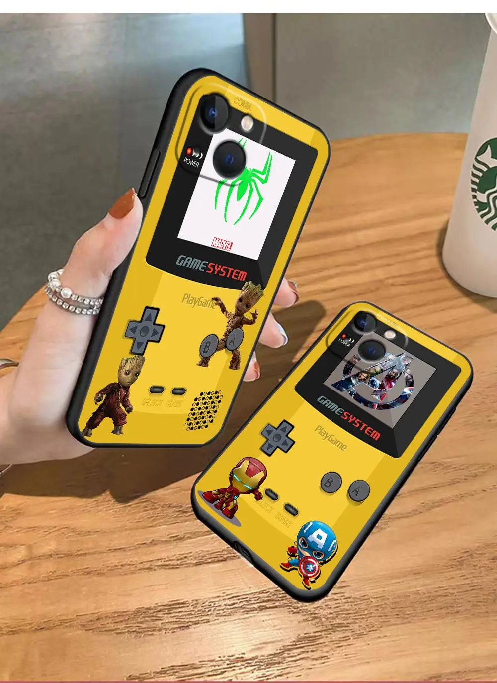 

Game-Boy Marvel Heros Spider Iron Man Cover For Apple iPhone 14 13 12 11 Pro Max Mini 7 8 X XS XR SE Plus Black Soft Phone Case