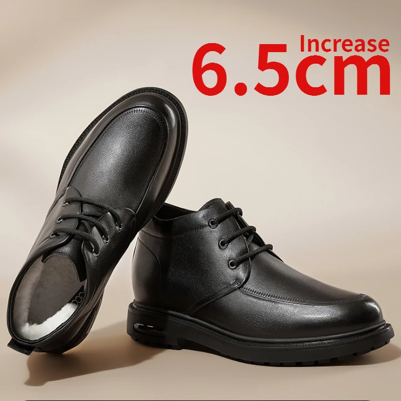 

Увеличивающие рост кожаные туфли для мужчин увеличивающие Рост 6,5 см плюшевые теплые хлопковые туфли деловые невидимые увеличивающие рост мужские классические туфли