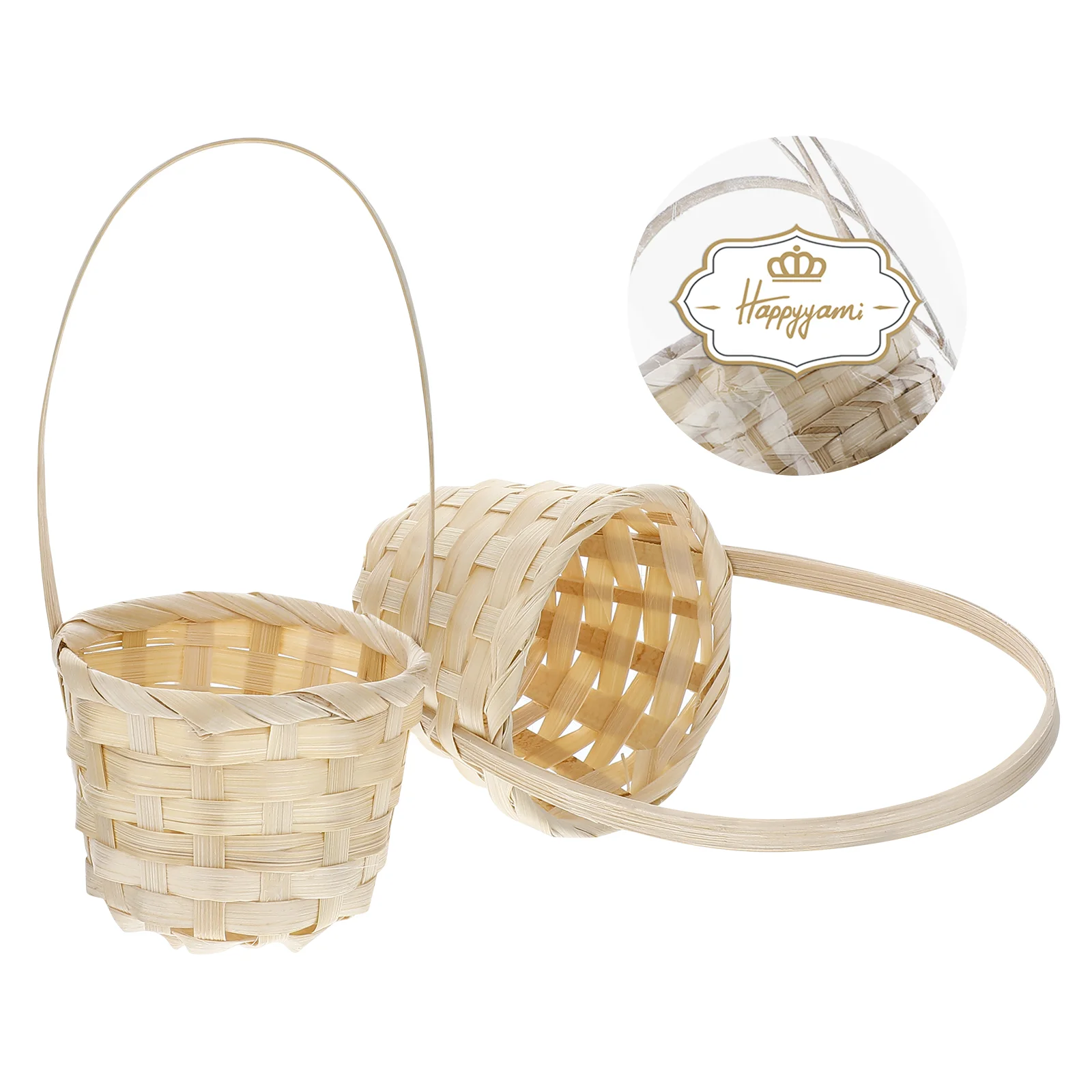 Fruit Holder Flower Basket Handle Bamboo Decorative Gift Baskets Empty Gifts Wicker Storage images - 6