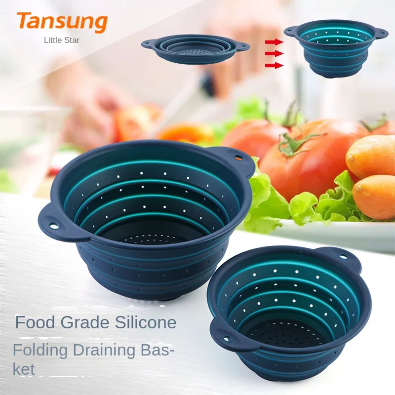 Силиконовая Круглая Складная Дренажная Корзина Для Овощей - Термостойкая Сушки
