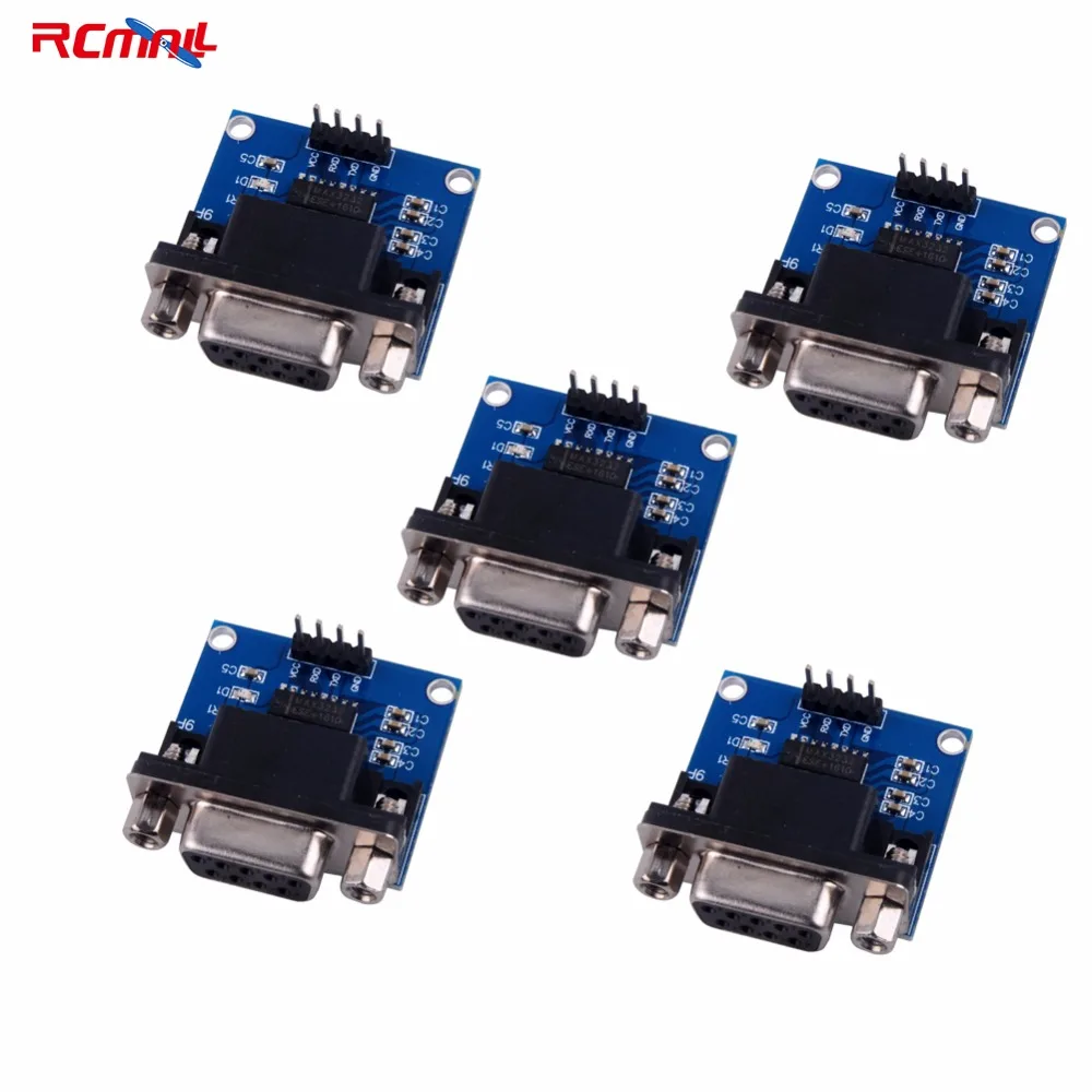 

RCmall 5pcs MAX3232 RS232 to TTL Serial Port Converter Module DB9 Connector MAX232