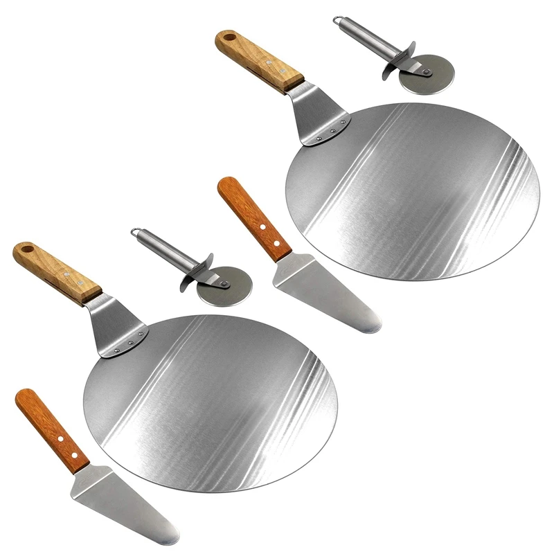 Пицца из нержавеющей стали 10 дюймов круглая металлическая с деревянной ручкой и