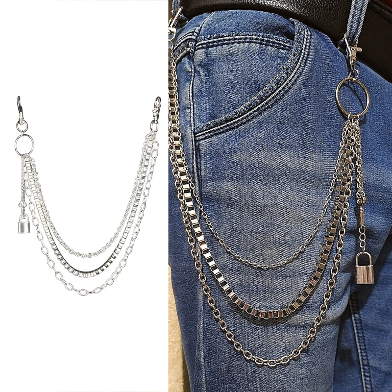 

Hip Hop Pants Jeans Chains Punk Trousers Chains Biker Heavy Thick Wallet Pocket Chains Keychains Body Jewelry for Drop Shipping