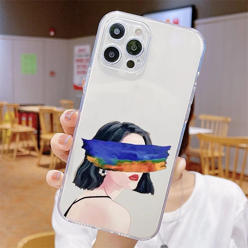 Красивый чехол для телефона с граффити девушек iPhone 11 12 13 Pro 14 Max Mini X XR XS 6 6S 7 8 Plus SE 2020