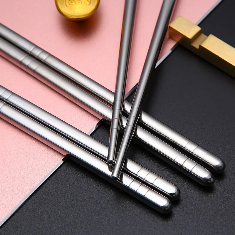 1 пара палочек для еды 304/201 нержавеющая сталь Нескользящая палочка металлическая