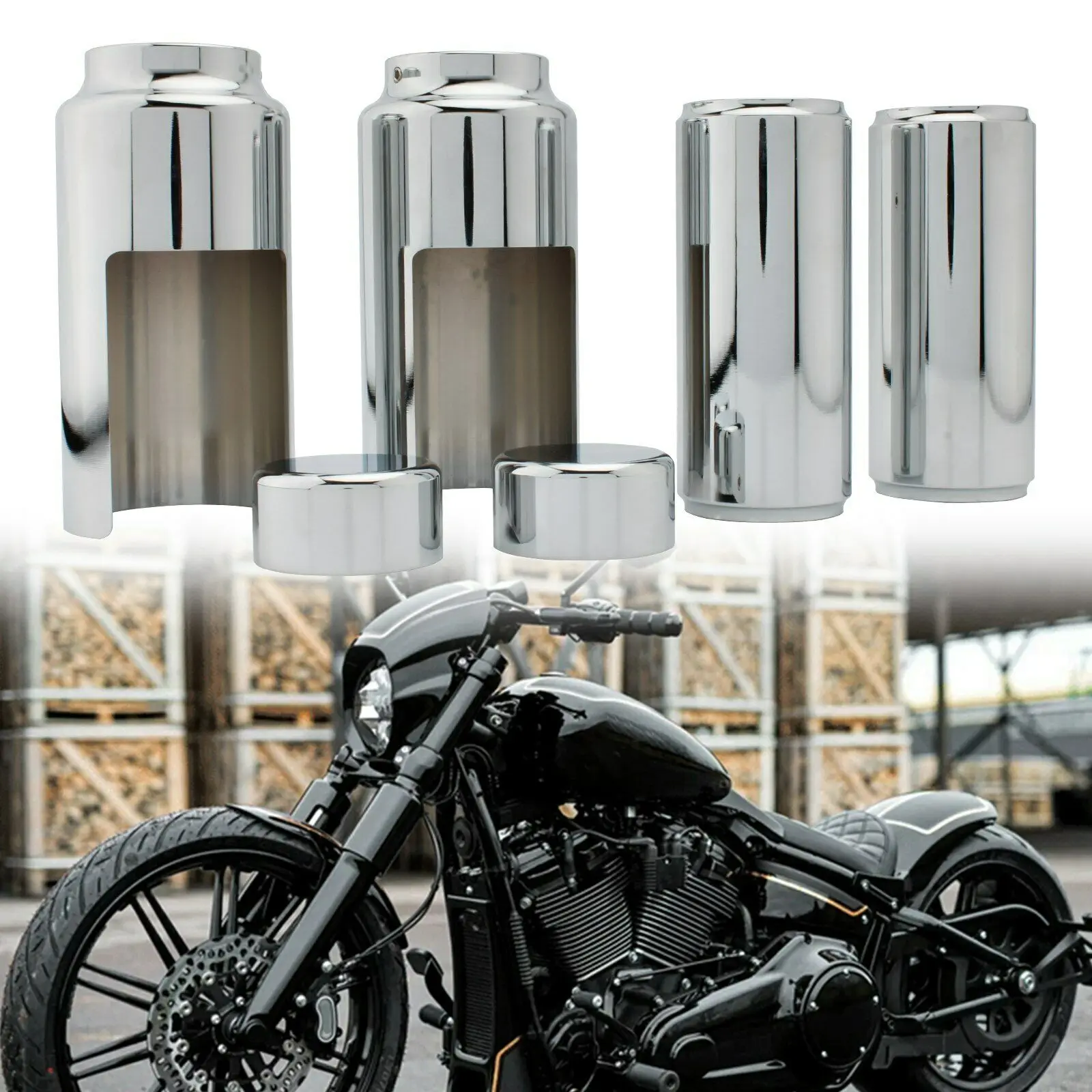 

Motorcycle Chrome Fork Covers Set for Harley Softail Breakout FXBR FXBRS 18-21