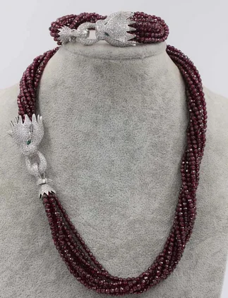 

one set 10rows garnet faceted 2x4mm necklace bracelet 18inch