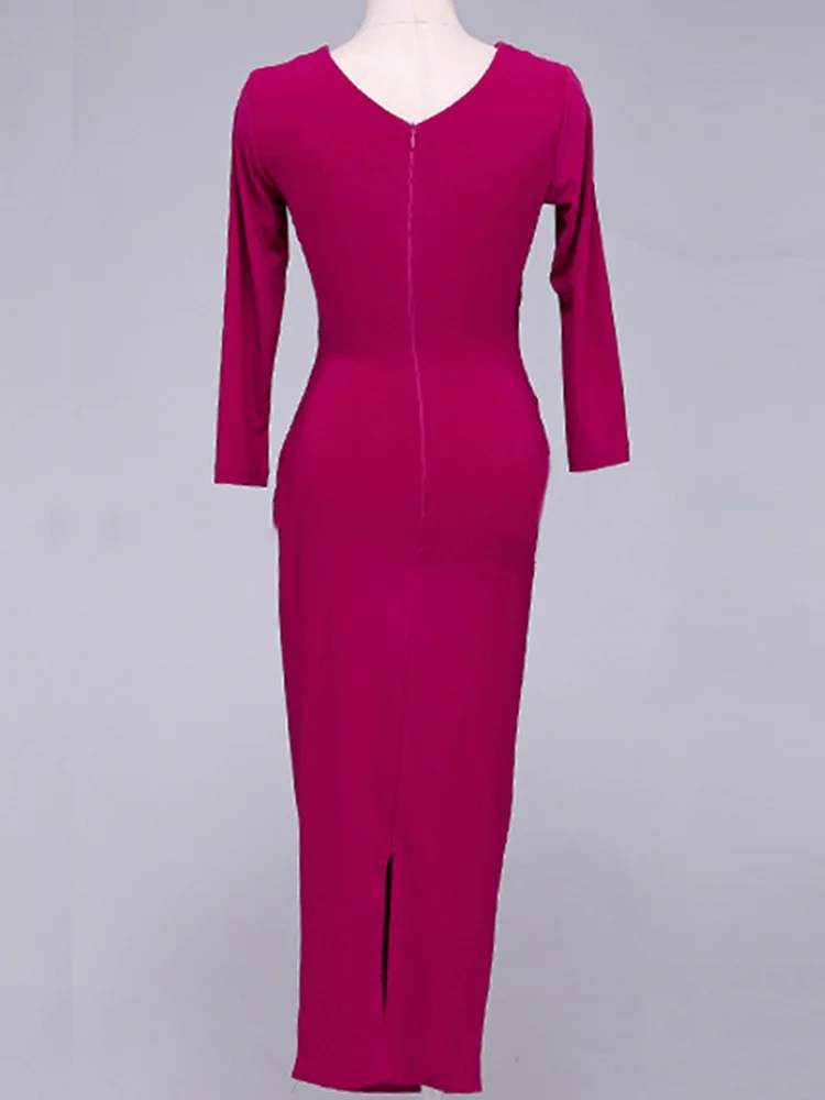 Платье-футляр с завышенной талией весна-осень элегантное облегающее однотонное