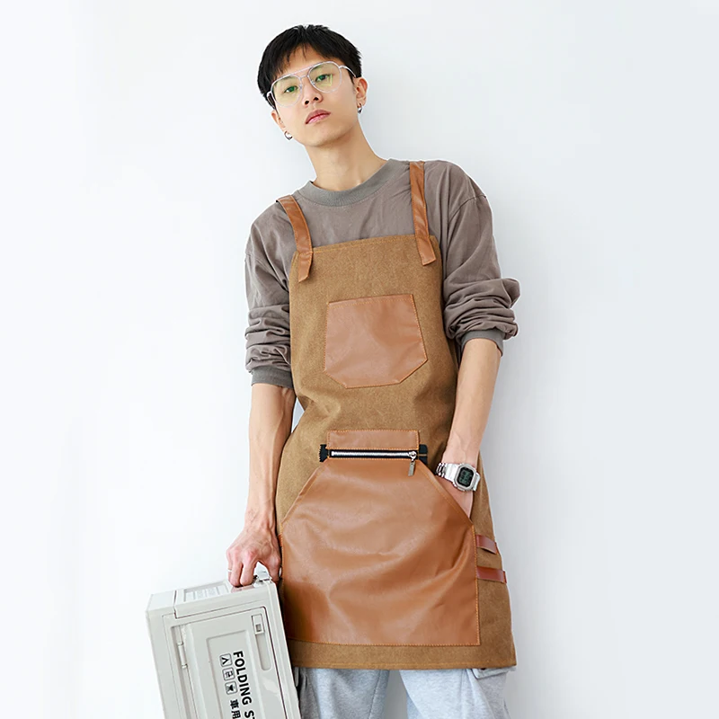 

Canvas waterproof apron, customized logo, special for catering, hair and nail beauty, milk tea, fruit supermarket, men's and wom