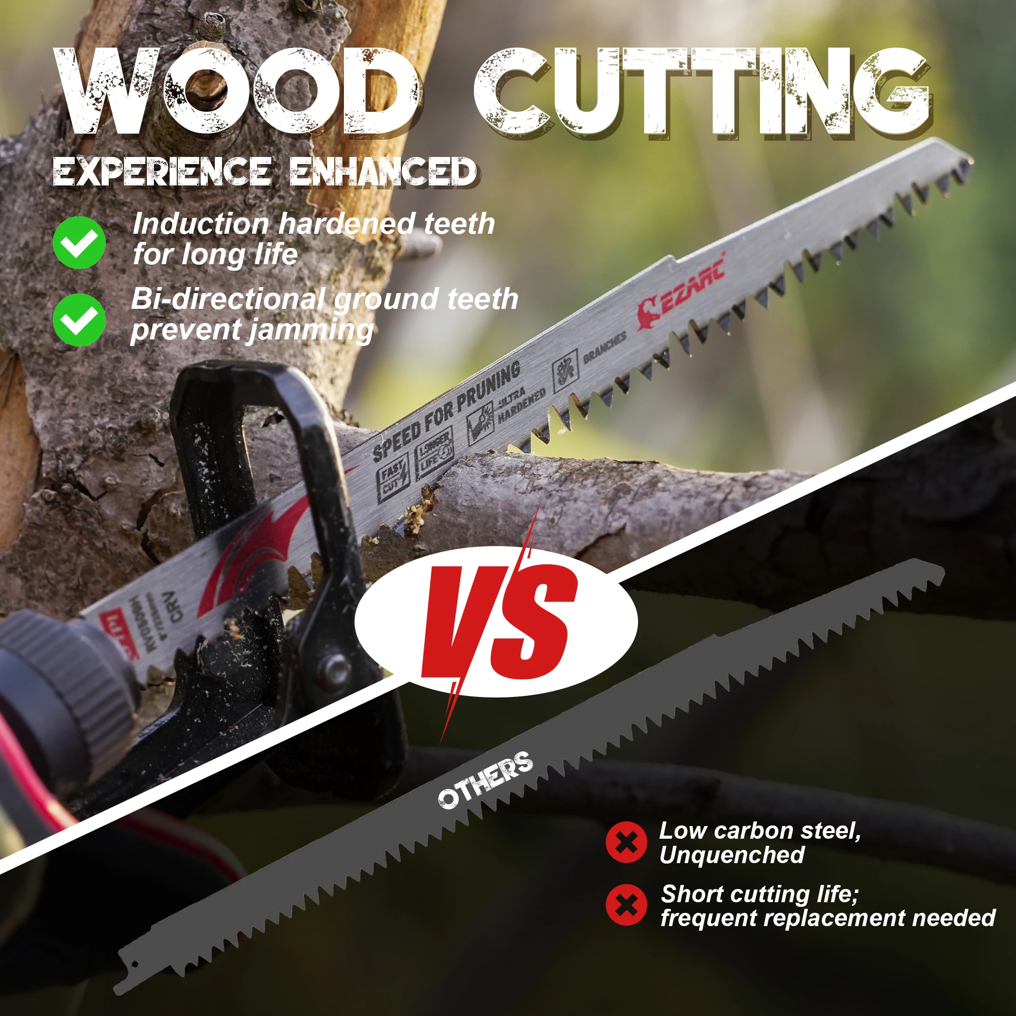 Лезвия для сабельной пилы EZARC 9 дюймов обрезки дерева 10 насадок