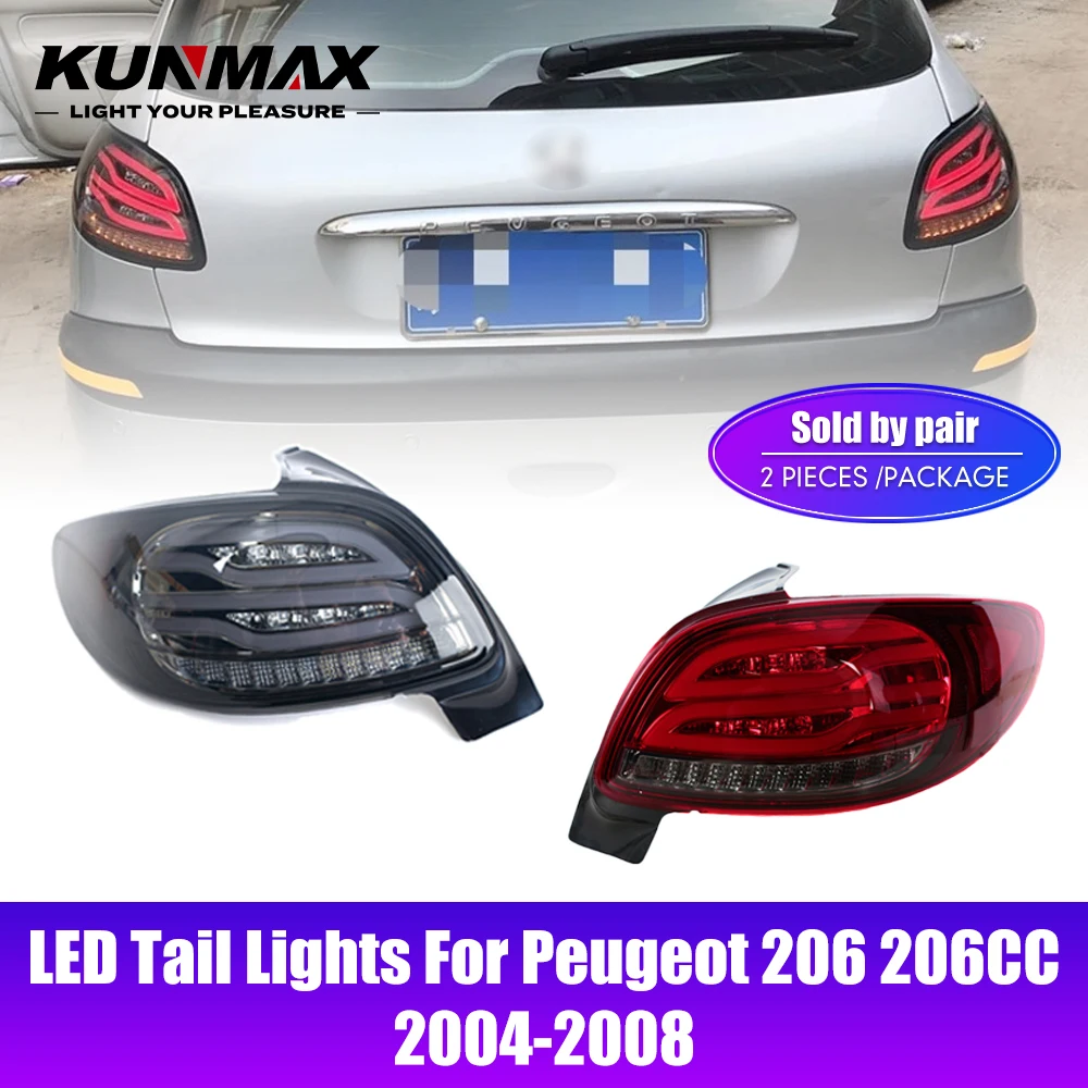 Фото 2 шт. светодиодные задние фонари для Peugeot 206 206CC 206CC 2004-2008 задний фонарь DRL тормозной задний противотуманный светильник Plug and Play автомобильный задний фонарь в сборе №2