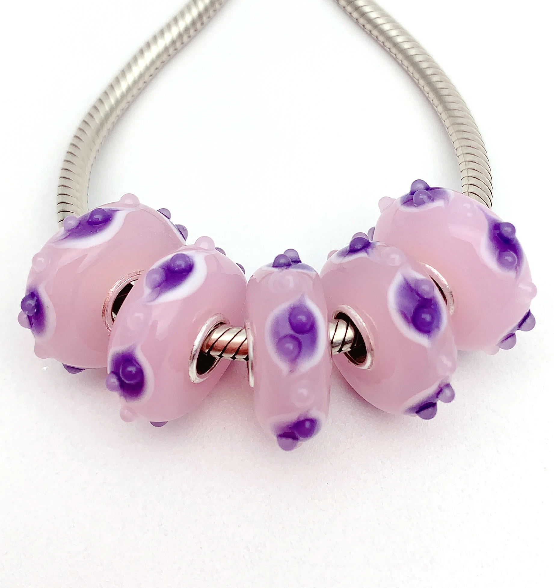 

YG296 5X 100% Authenticity S925 Sterling Silver Beads Murano Glassbeads NEW Fit European Charms Bracelet Diy Jewelry Lampwork