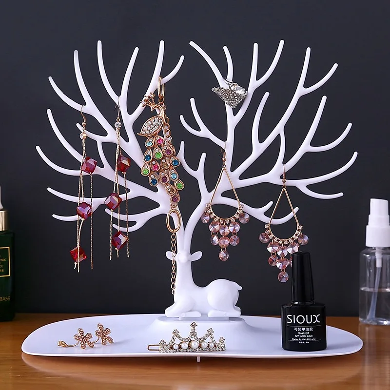 

Jewelry Display Stand Tray Tree Storage Racks Earrings Necklaces Rings Jewelry Boxes Case Desktop Organizer Holder Make Up Decor
