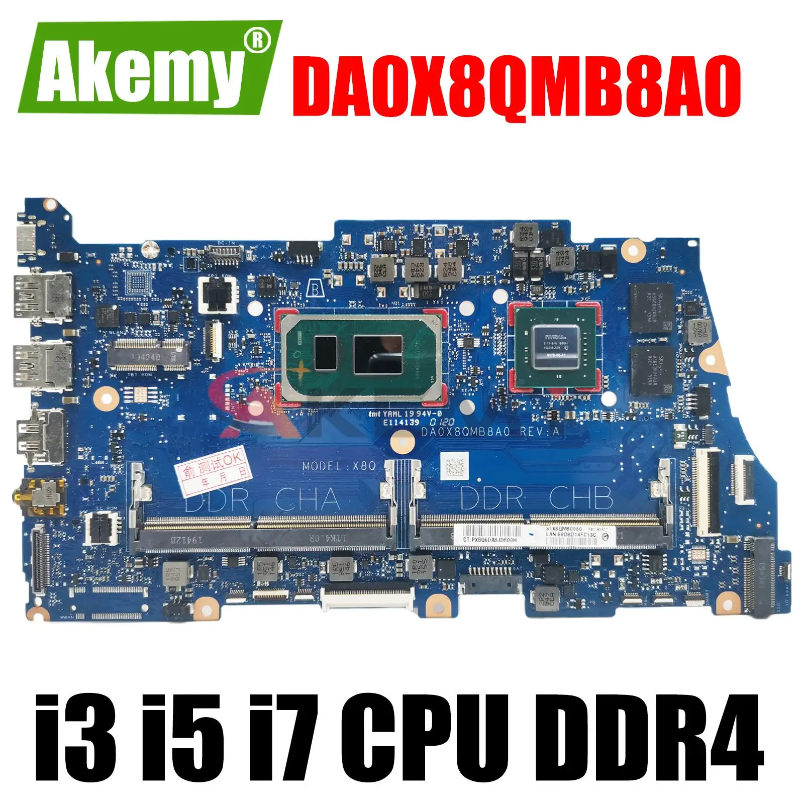 

DA0X8QMB8E0 REV:E For HP ProBook 650 G8 Laptop Motherboard With Intel Core i3 i5 i7 CPU DDR4 100% Fully Tested DA0X8QMB8A0