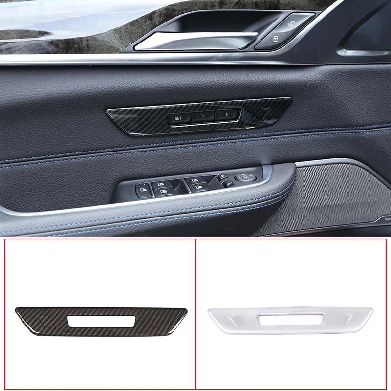 

ABS Carbon Fiber/Chrome Car Door Seat Memory Buttons Decorative Frame Cover Trim For BMW 5 Series G30 2017-2021 Car Accessories