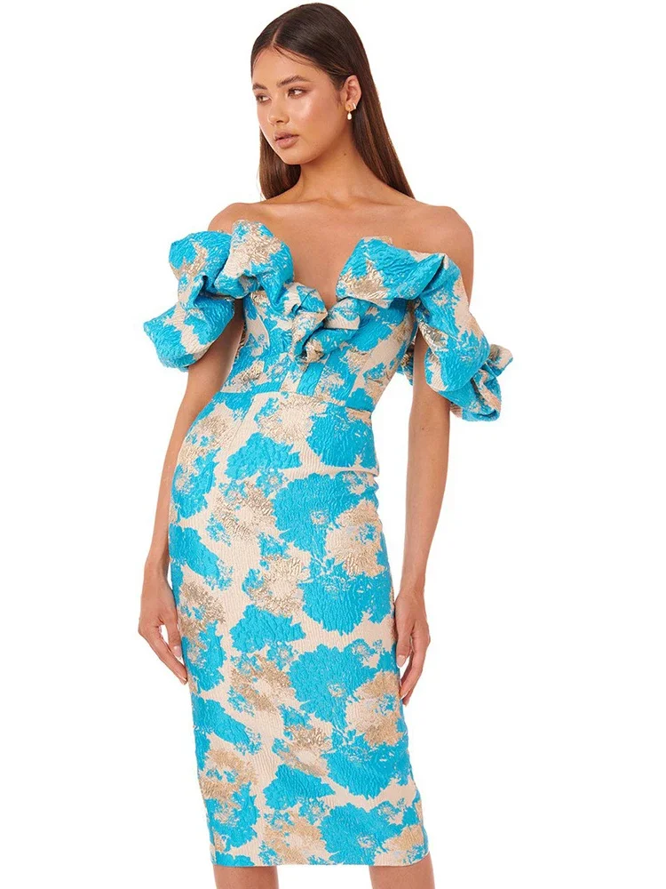 

Sexy Jacquard New Summer Women Dress Vestidos De Fiesta Elegantes Para Mujer 2023 Elegant Luxury Evening Cocktail Party Robes