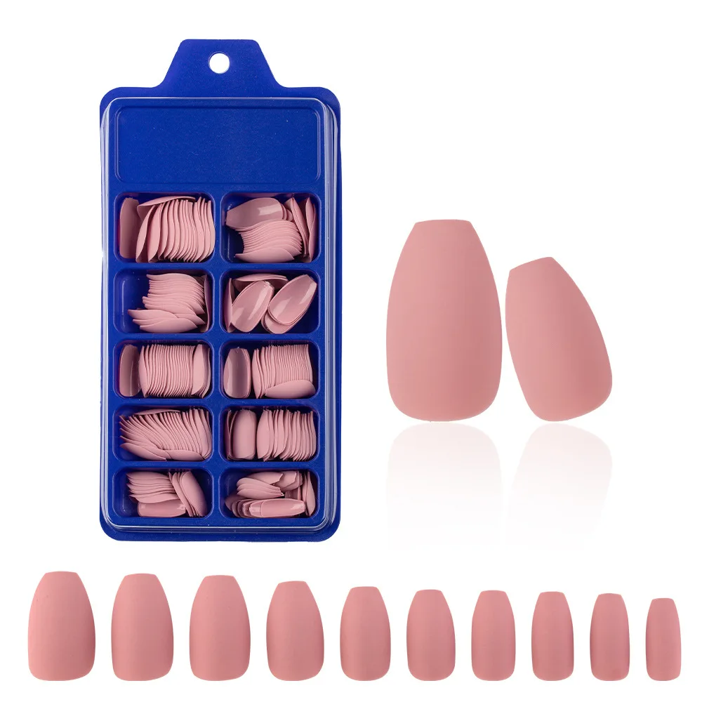 

240 pcs/box Fake Nail Wearable Nail Full Cover Coffin Piece Glossy Solid Color Short Detachable Ballerina Tips For Nails Tools