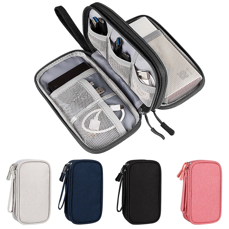 

Portable Cable Digital Storage Bags Double Layer USB Gadgets Cables Wire Organizer Power Charger Zipper Bag Travel Accessories