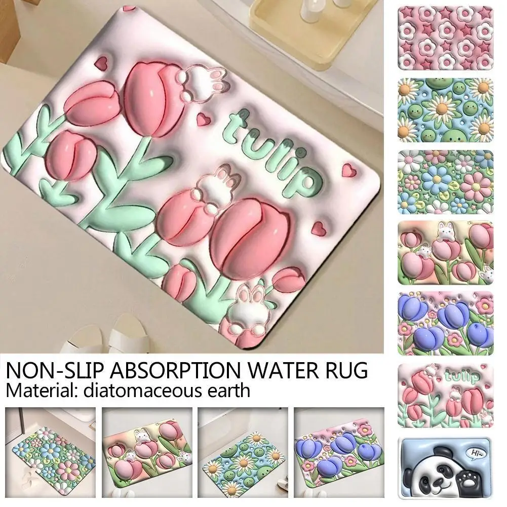 

3D Visual Bath Mat Non-slip Absorption Water Rug for Bathroom Creative Entrance Doormat Three-dimensional Floor Mat Home De J2H6