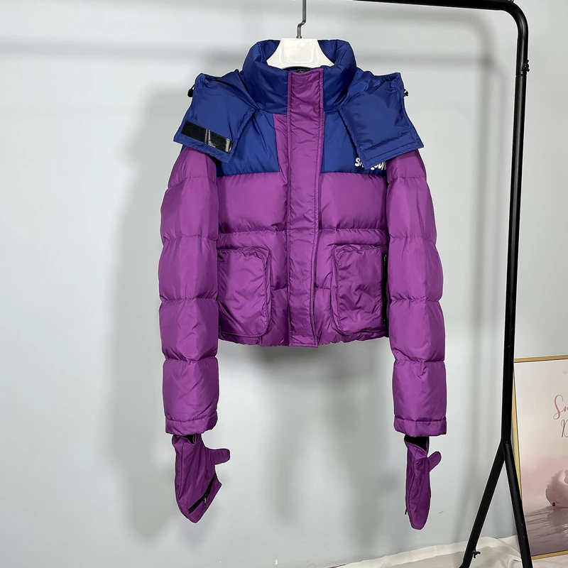 Женская зимняя куртка на белом утином пуху 2022 Модная парка женская утепленная