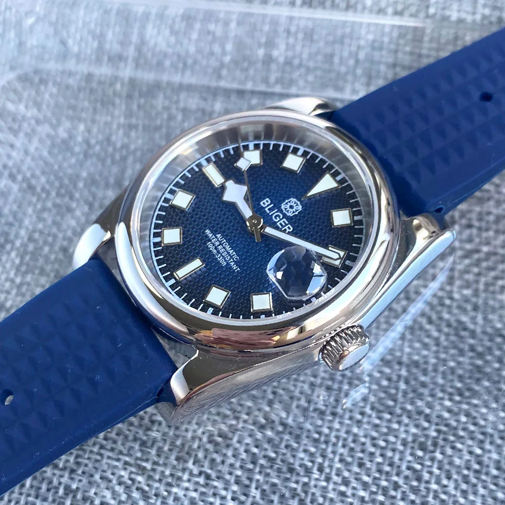 BLIGER 36 мм/39 мм NH35A зеленые синие автоматические мужские фонарики отметки польский