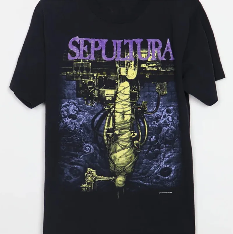 Хлопковая черная футболка с принтом Хаоса А. D. Sepultura