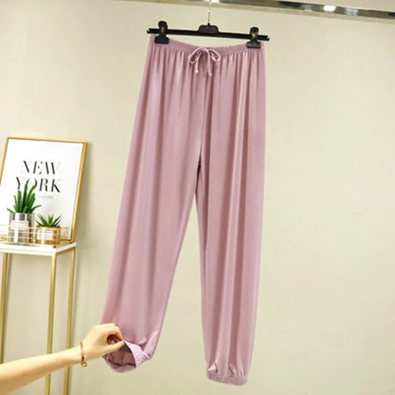 Summer Drawstring Homepants Women Long Pants Loose Size Home Pajamas Sexy Casual Solid Color Pant Fashion Sleepwear