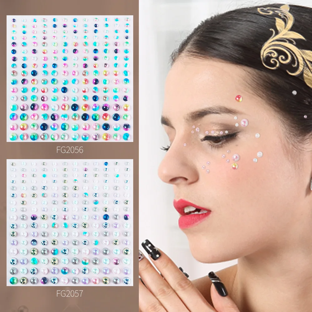 

3mm/4mm/5mm/6mm 3D Pearl Face Jewels Eyeshadow Stickers Self Adhesive Face Body Eyebrow Diamond Nail Stickers Diamond Decoration