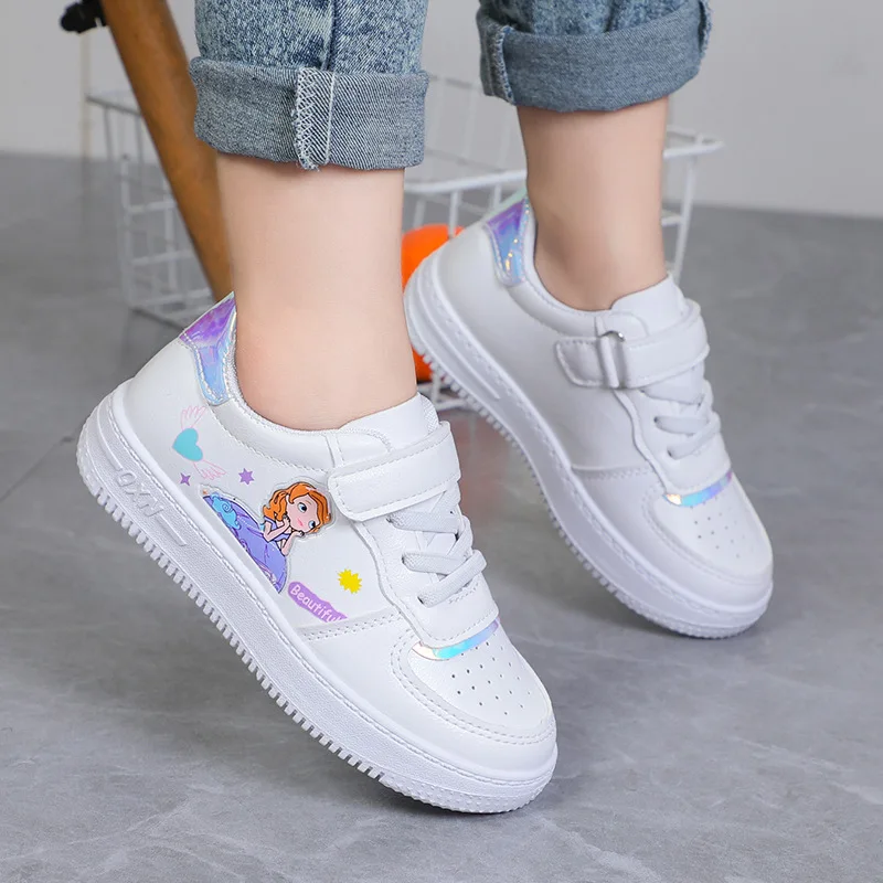 

New Children Sports Shoes Girls Princess PU Leather Breathable Fashion Baby Toddler Flats Student Kids Sneakers 02A