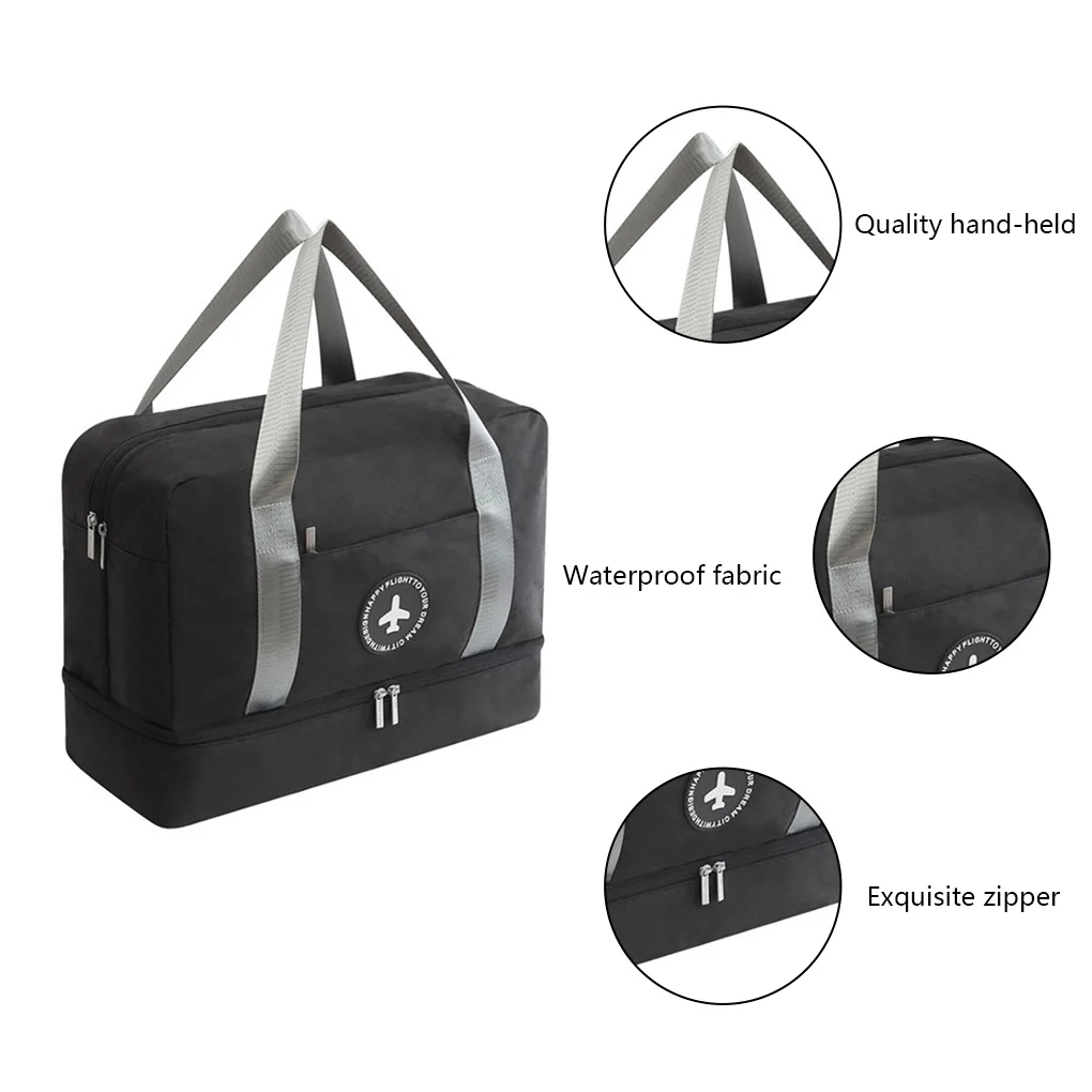

Wet Dry Separation Bag Men Waterproof Clothing Storage Handbag Sports Gym Fitness Travel Tote Black