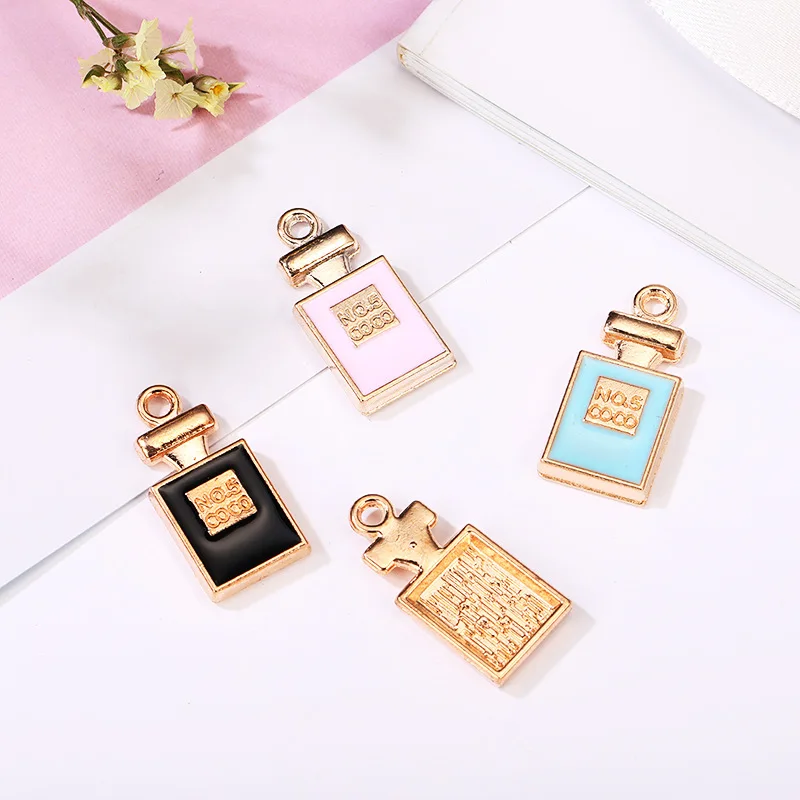 

10pcs perfume 12*22mm Jewelry Charms Drop Oil Charms Connector Enamel Alloy Bracelet Keyring Charms