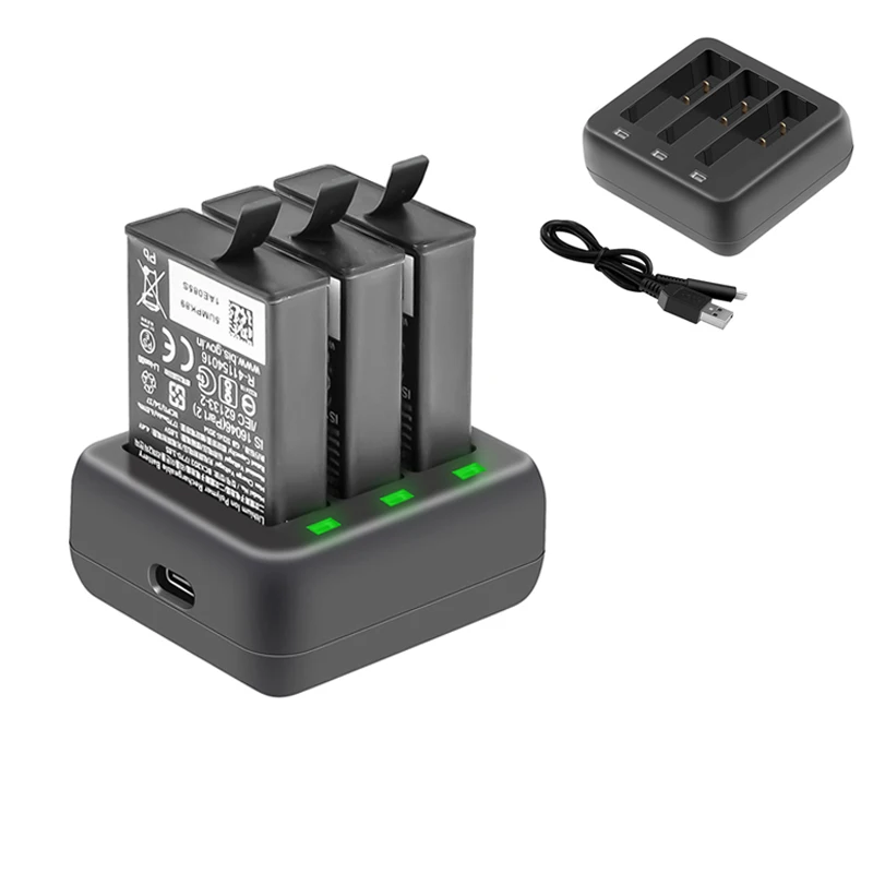 Зарядное устройство 3 в 1 для аккумуляторов DJI Action 3, USB Type-c, 5В, 3A, вход для DJI OSMO Action 3, аксессуары для камеры