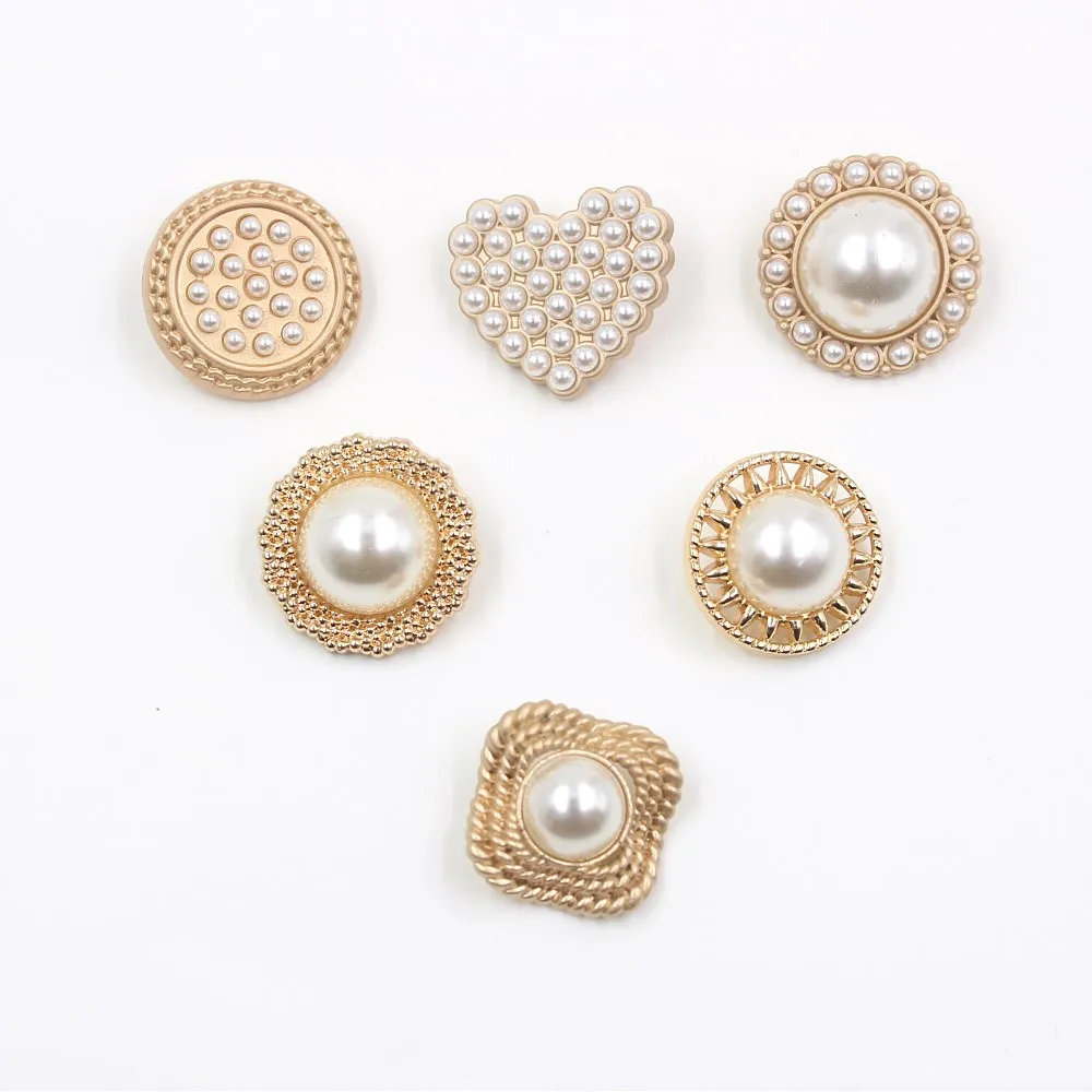 

22mm 25mm 10pcs/lot Pearl metal buttons gold sweater coat decoration shirt buttons accessories DIY A-19512-471