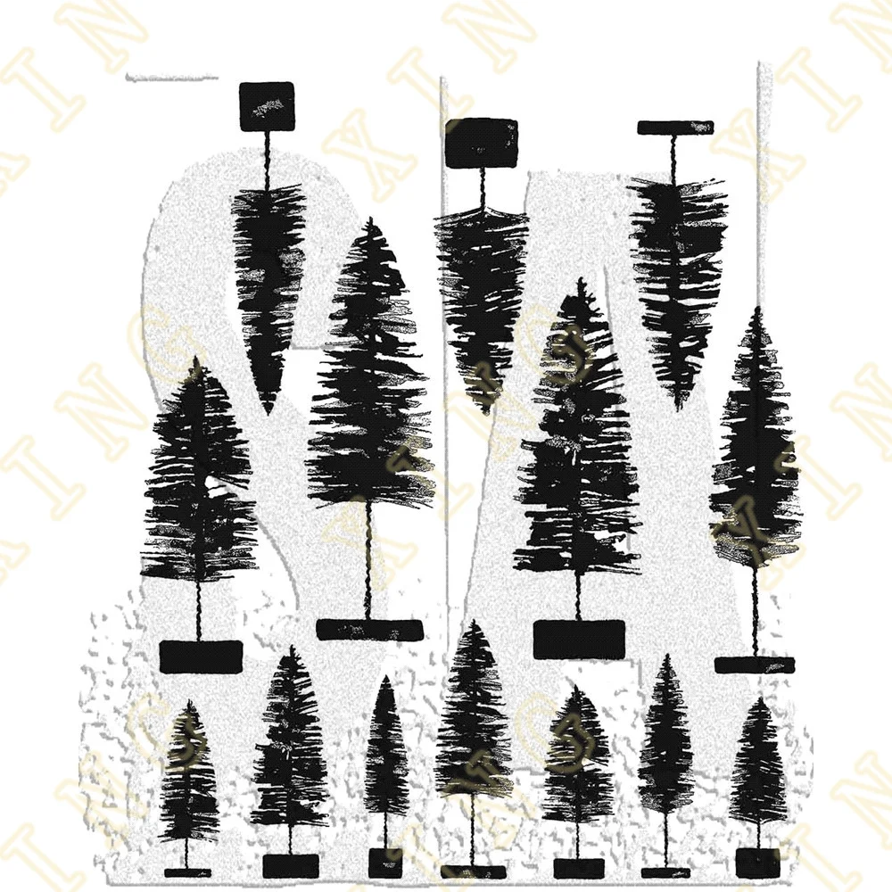 

2022 New Bottle Brush Trees Christmas Collection Metal Cutting Dies Stamps Mold Craft Paper Make Template Handmade Holidays