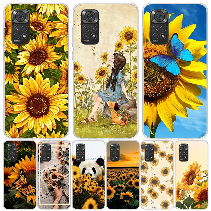 Красивый желтый чехол для телефона с принтом подсолнуха Xiaomi Redmi Note 13 12S 12 11S 11T 11E Pro