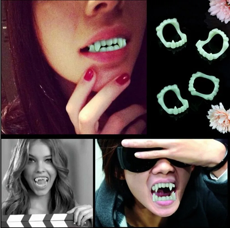 1 шт. светящиеся поддельные Зубы вампира для людей ворота игрушка-тестер