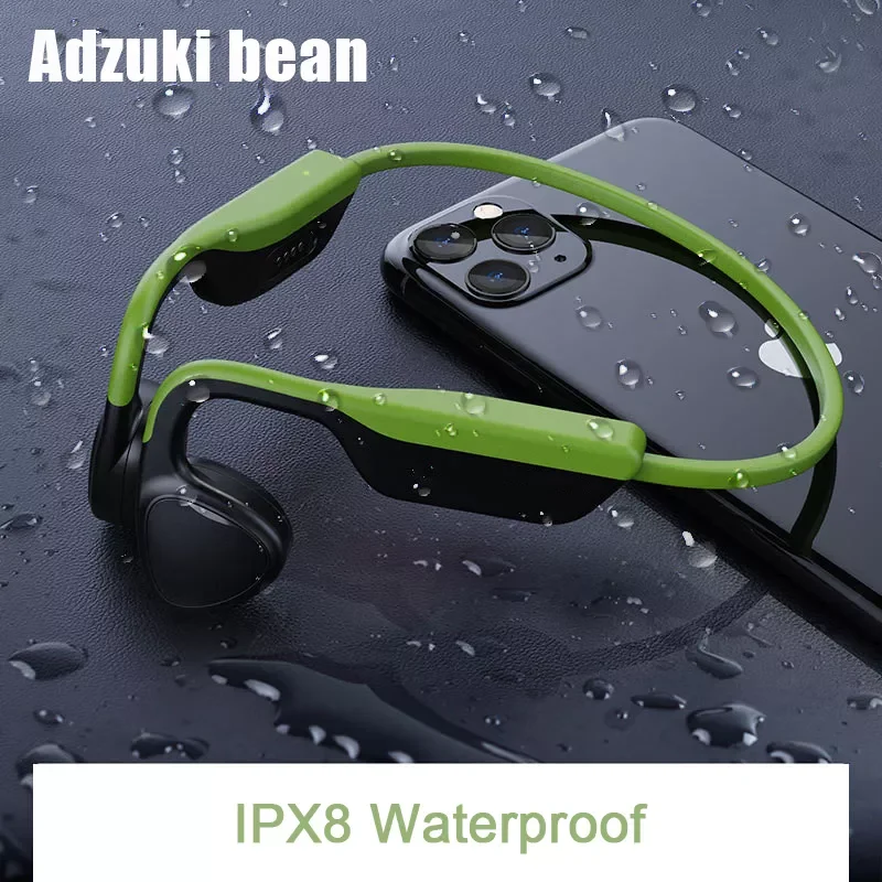 

Bone Conduction Earphones TWS IPX8 Waterproof Wireless Bluetooth Headphones with Mic Memory 8G Card Headset Swimming Earphone
