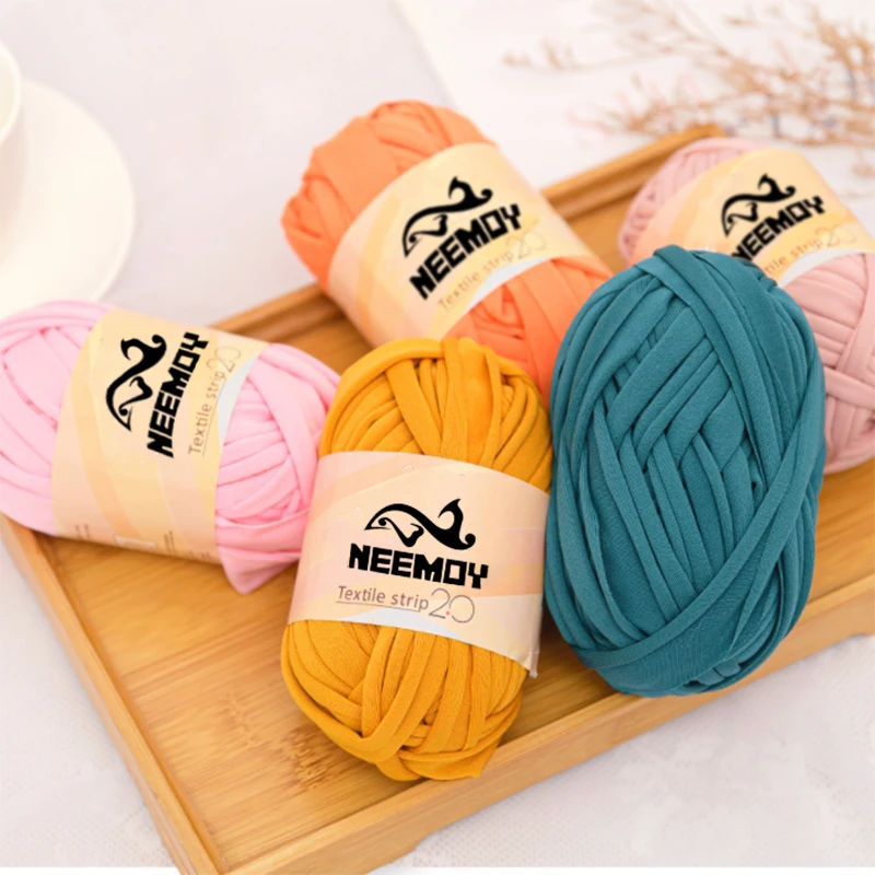

Neemoy100g/ball Colorful Cloth Strip Yarn Hand Knitting Crochet Thread for DIY Handmade Cushion Carpet Line Coarse Yarn Hot Sale